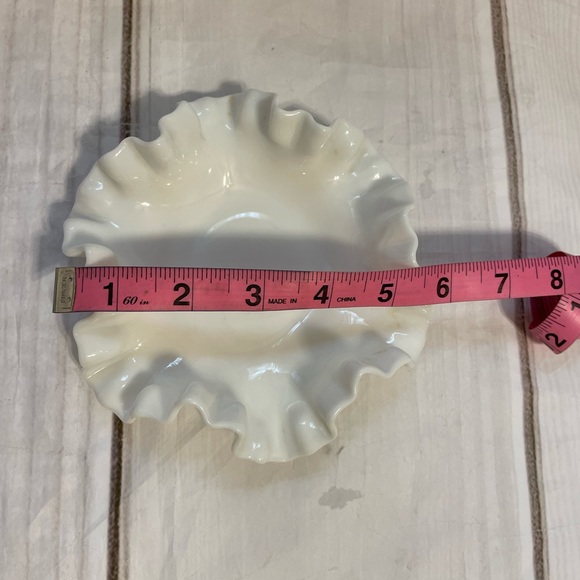 Vintage Fenton hobnob milk glass bowl double crimp - Picture 5 of 6